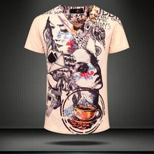 Lady Face Printed T-Shirts Novelty Design Blouse 2015 Fashion Brand Top Tees Summer Short Sleeve Soft T-shirt M-3XL Men Clothing