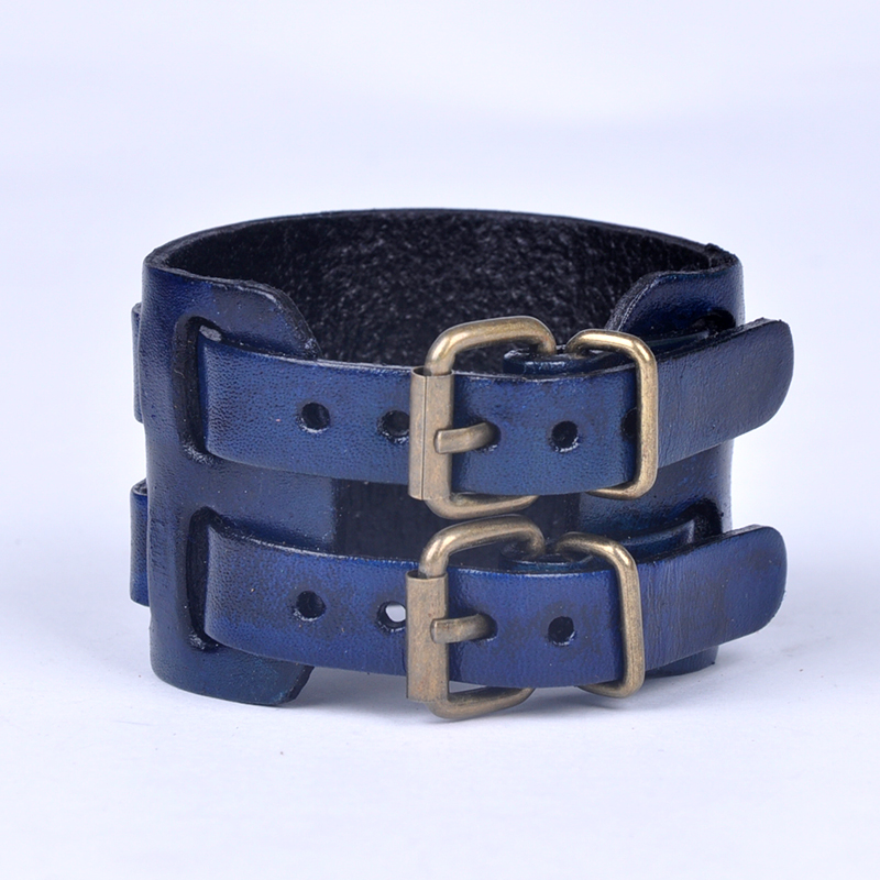 2015 Men Leather Bracelets Wristband Cuff Bangle Best Gift 2 Layers PU Bracelet Belt PSS1082W 75