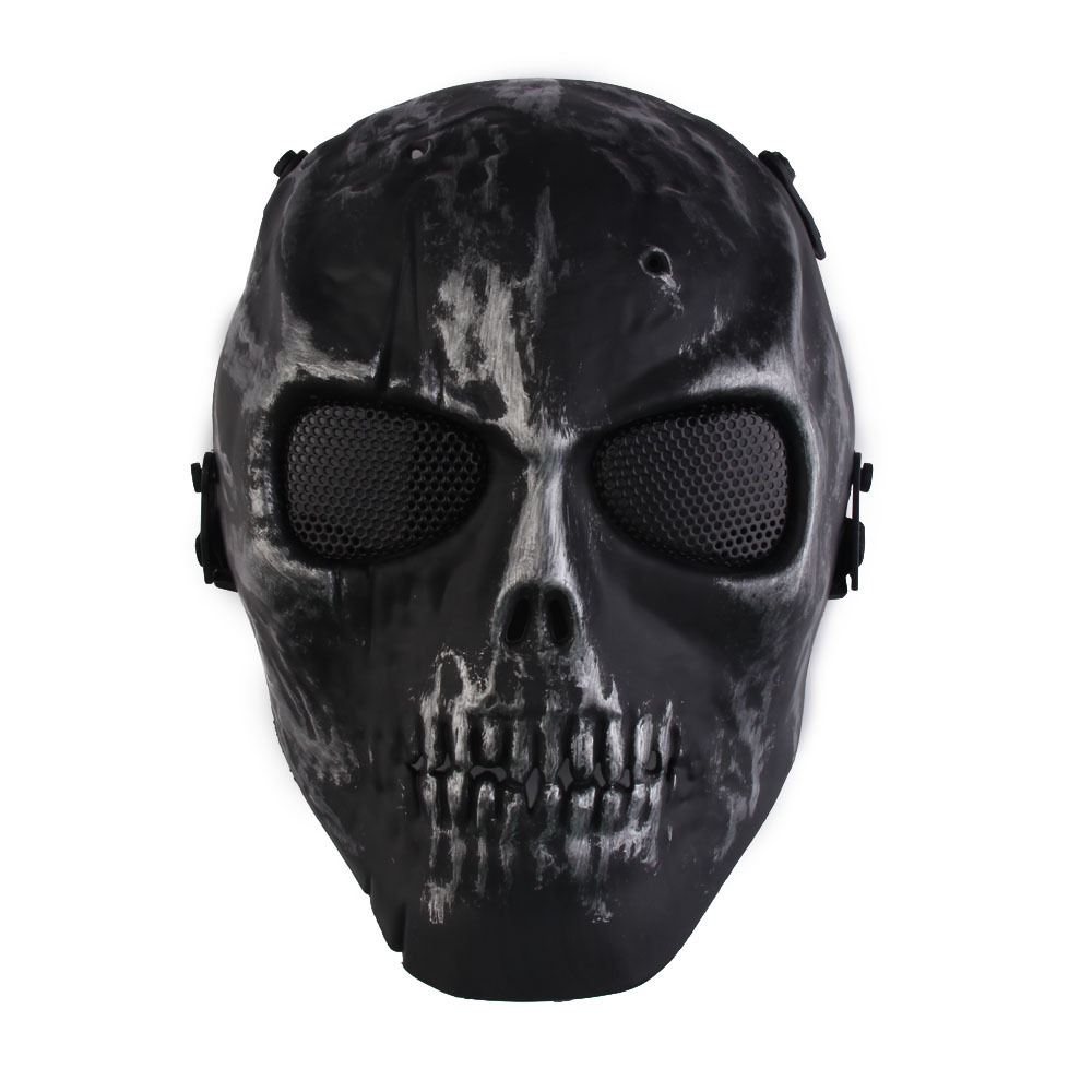 Cool Skull Skeleton Airsoft Paintball War Game Full Face Protection Silvery Grey Mask Guard TD T