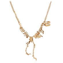 2015 Fashion Jewelry Gothic Tyrannosaurus Rex Skeleton Dinosaur Pendant Necklace Gold Silver Chain Choker Necklace For Women