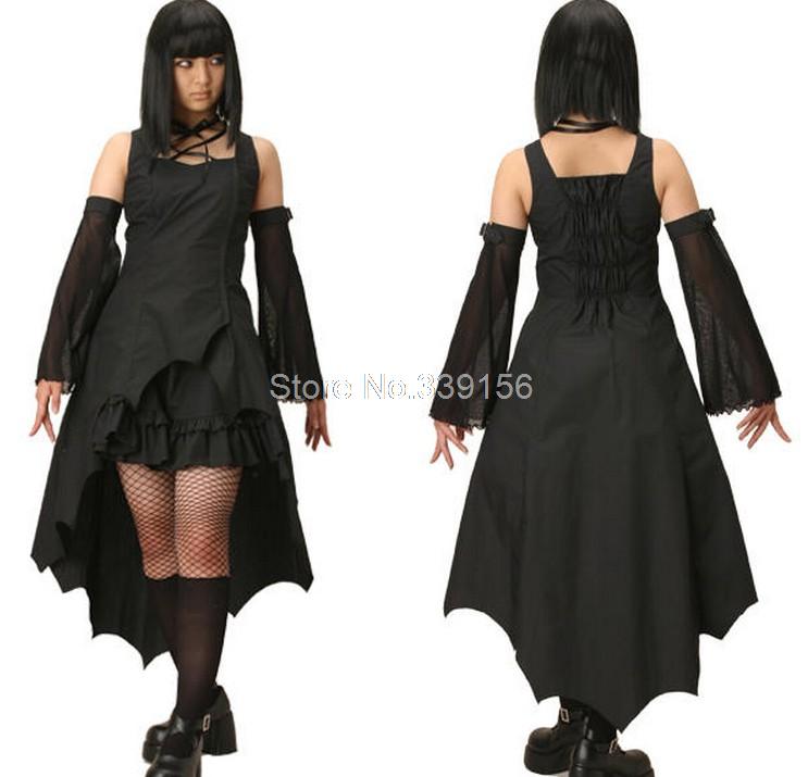 Hot Sale Plus Size Black Gothic Punk Lolita Steampunk Dress,Vampire Halloween Party Dress