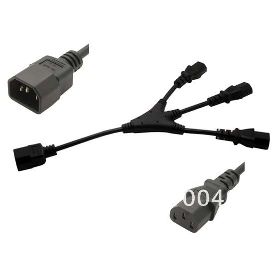 Short IEC C14 to 3 x C13 Y Splitter Cord 10A 250V IEC male to 3