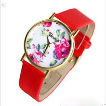 2015 moda GENEVA Watch flor de Rose relojes mujeres viste el reloj mujeres con estilo relojes de cuarzo reloj casual