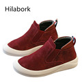 Hilabork 2017 spring autumn new children s shoes leather high top leisure slippers boys big girls