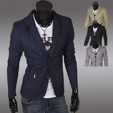 2015 New Sale Regular Polyester Cotton Single Breasted Broadcloth Full Jacket Blazer Men Blazer Masculino