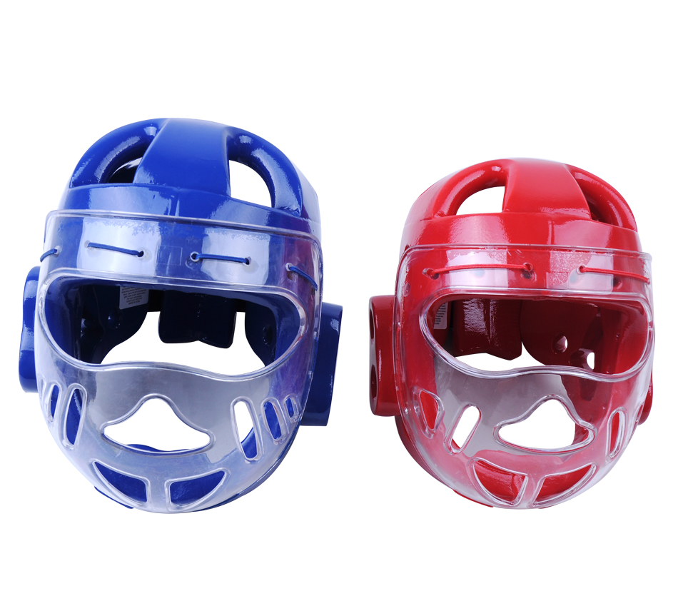 Karate karate protective gear guard head helmet with a face mask closed