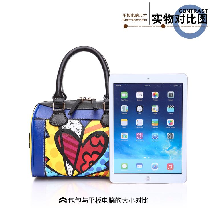 Romero Britto 2017 Hot New Fashion Digital Print Handbags Graffiti Casual Lady Shoulder Bag Pu For Women Free Shipping