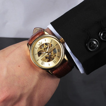 Casual Fashion Men s Watches Men Luxury Brand Skeleton Dial Leather Strap Mechanical Watch Vintage Reloj