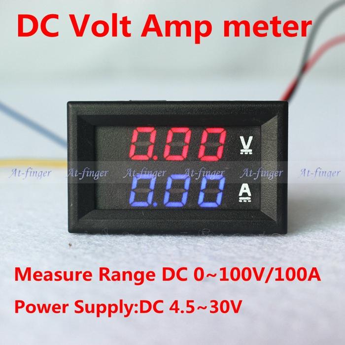 DC 100V 100A Car LED Electrical Ammeter Voltmeter Ampere Digital Voltage Amp Volt Meter Red Blue
