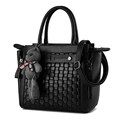 High Quality Knitting Bag Women 2016 New Trendy Woven Pattern Handbag Side Zippers Solid Color Large