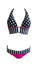 Retro Brazilian Swimsuit Stripe Dotted Women Vintage Swimwear Bikini Lady s Swimsuit Lace up Summer Bathing