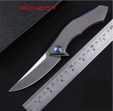 Shirogorov jabalí TC4 titanium D2 del cuchillo de caza, al aire libre la supervivencia Flipper cuchillo de bolsillo plegable táctico herramientas de rodamientos