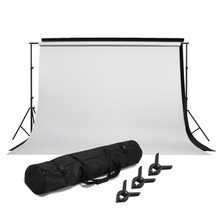 Selens 2.8*3.2m Background Support Stands , Photo Video Studio Light Kit- Black White Seamless Cloth Background,Background clip