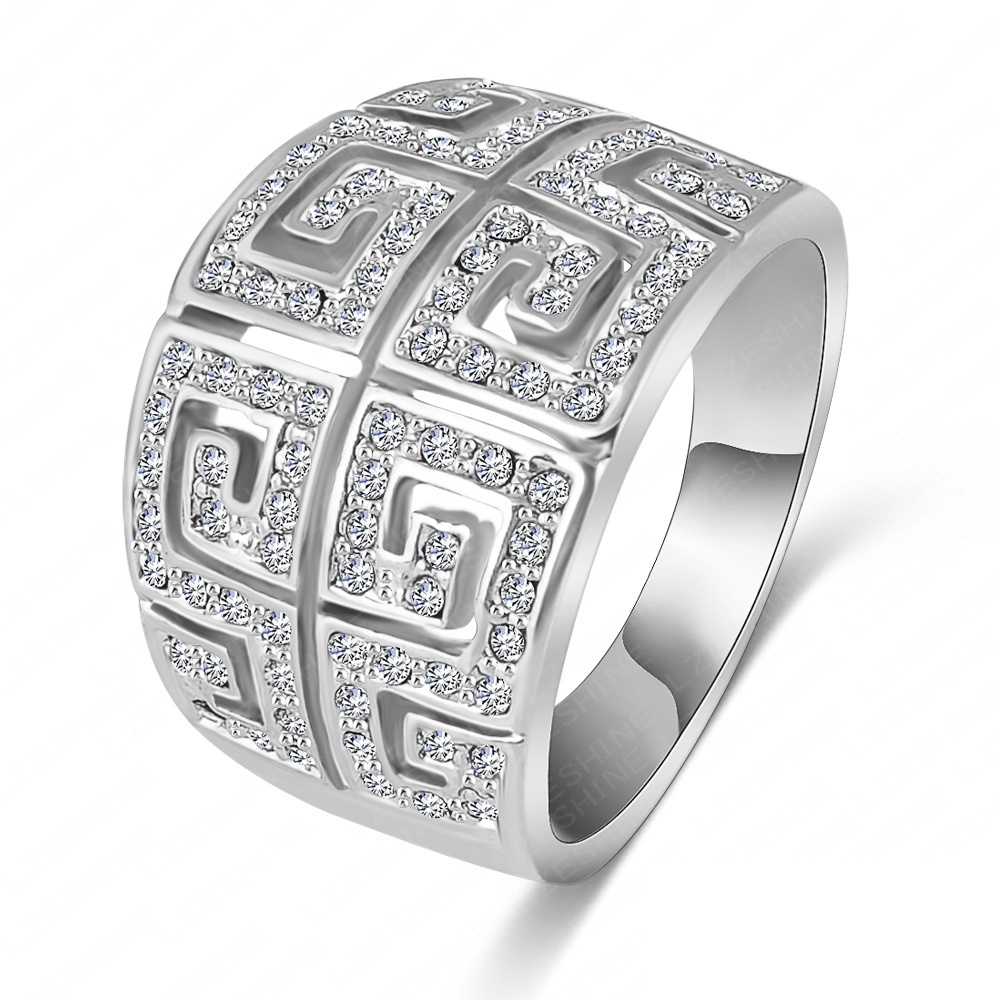 LZESHINE Brand Design Rhinestone Ring Platinum Plated Letter G Ring With SWA Element Austrian Crystal Free