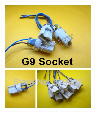 10pcs/lot, G9 lamp socket with holder, G9 Ceramic Lamp Base G9 lamp connector cable , G9 LED Halogen Lamp Bulb Holder Base