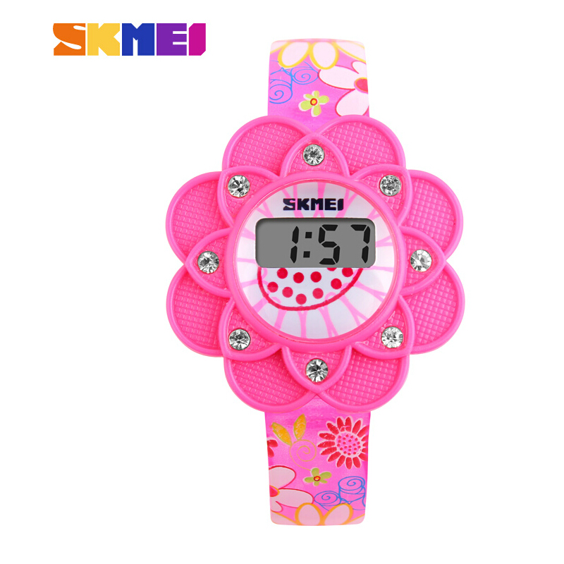 SKMEI LED Digital Cartoon Watch Children Kids Wristwatch Boys Girls Clock Child Gift Famous Brand Flower Children's Watches