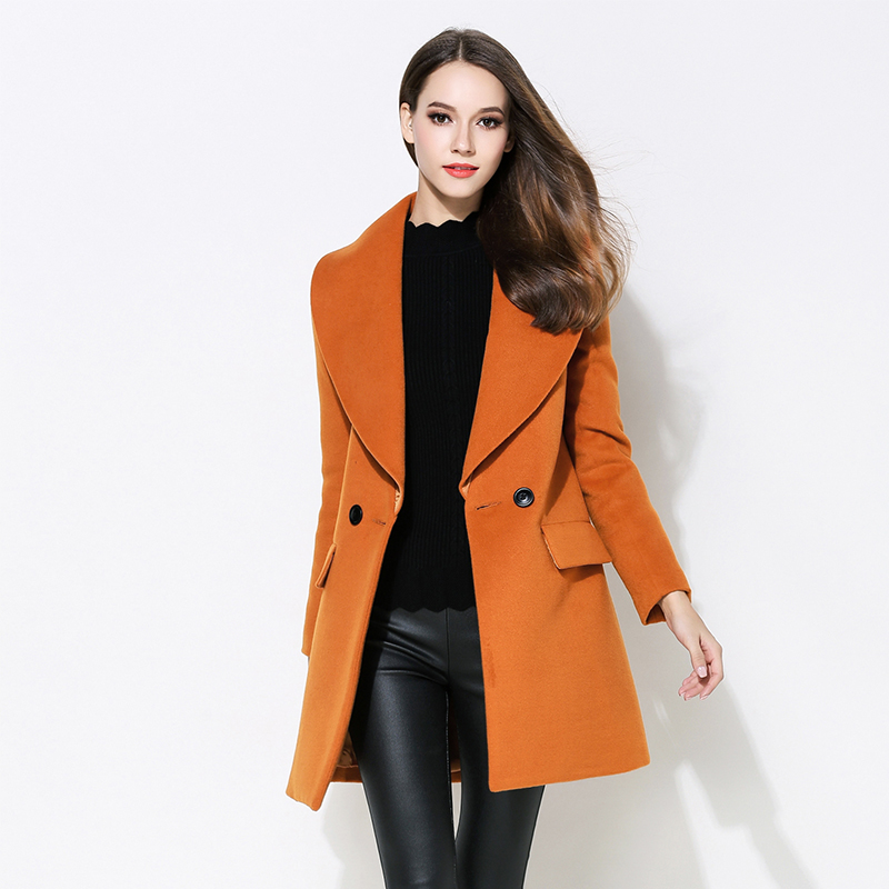 Womens Orange Pea Coat | Fashion Women's Coat 2017