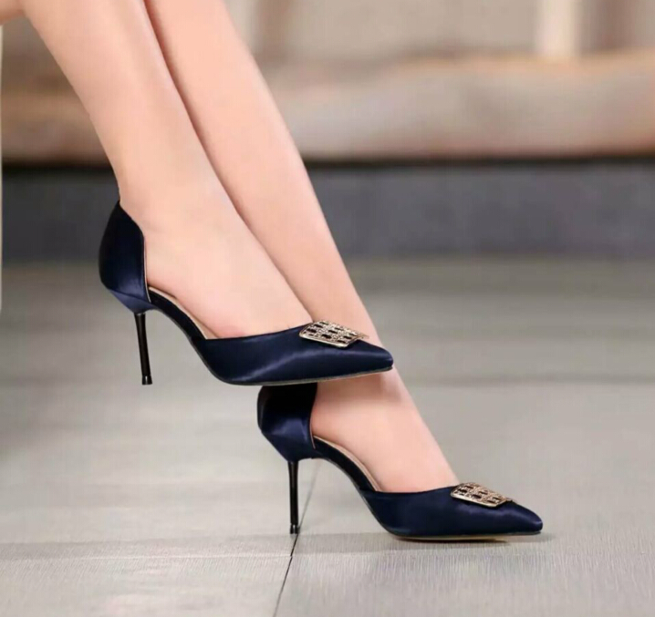 Фотография Four season women pumps high heels Original Quality Diamond Buckle Thin Heels Manolos Women