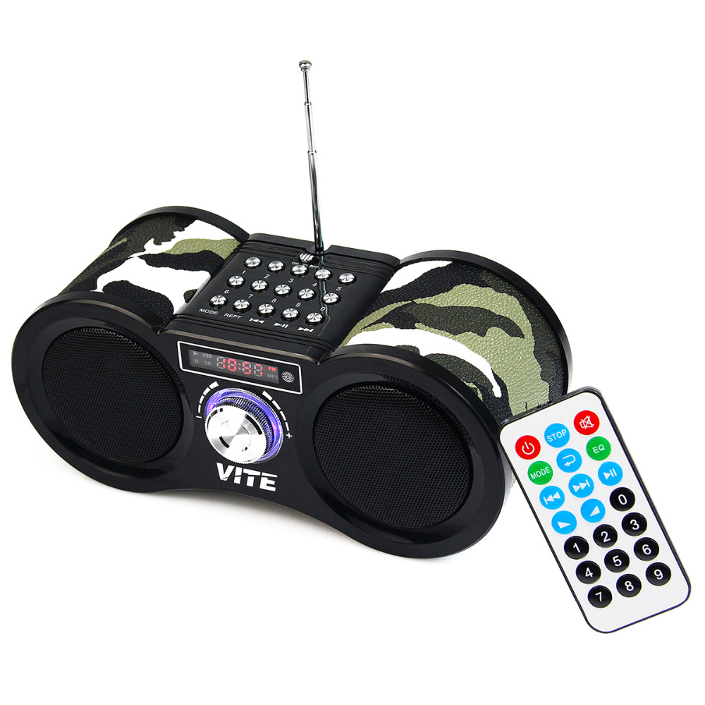 Camouflage Stereo FM Radio USB / TF Card with Speaker MP3 Music Player with Remote Control FM Radio F9203