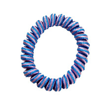 5Pcs Lot Telephone Wire Hair Band Wrapped Cotton Cloth Striped Ponytail Holder Elastic Cord Line Hair