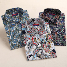 Hot Sale Women Vintage Blouse shirt Ladies Long Sleeve Blouses Chemise Femme Manche Longue Shirts Bohemia Ladies Tops Paisley