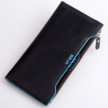 2015 famous brand Genuine leather men zipper long wallet chain cow leather male purse with coin