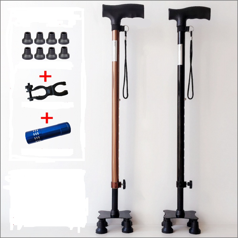 Aluminum telescopic walking stick for old folding adjustable Quadruped