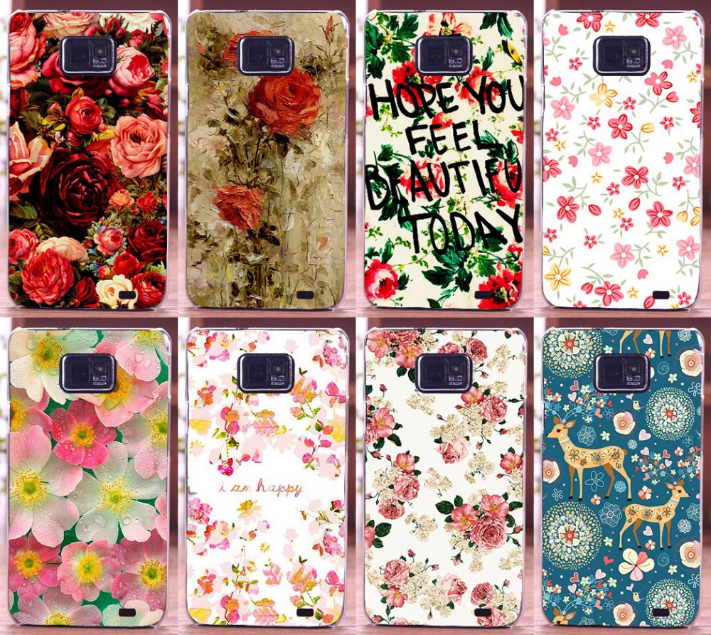 Transparent sides Colorful Rose Peony Flowers Background phone case hard Back cover Skin Shell for Samsung