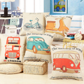 2016 Hot Sell New Home Decorative Bed Cushion Throw Pillowcase 18 Vintage Cotton Linen Square Bus