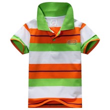New 2015 Summer Fashion 1 7Y Child Baby Boy Stand Collar Striped T shirt Casual Kids