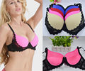 Women Sexy Underwire Padded Push Up Embroidery Lace Ladies Bra 32 34 36 38 40 A