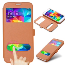 S5 Luxury Smart Front Window View Leather Flip Case For Samsung Galaxy S5 I9600 Phone Accessories