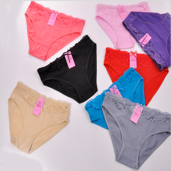 992 New Arrival Sexy Women Panties Breathable Lace Briefs Hipster Cotton Panties Love Pink Lady Underwear