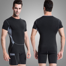 Sports men suit Gym Fitness Clothing Running Suit sport T shirt shorts Tights Fitness Training Sweatshirt Sport Sets10331014