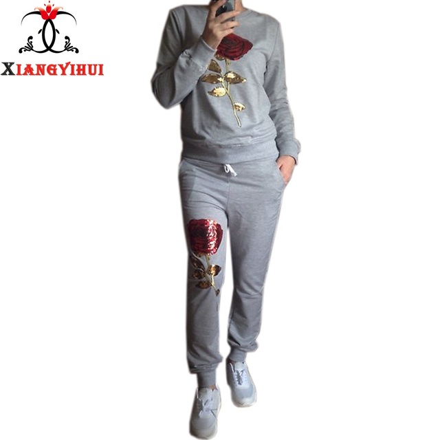 Зима Из Двух Частей Наряды Теплый Sportsuit Bodycon Комбинезон Цветочные Блестки Сексуальные Комбинезоны Черный Женские Комбинезон Плюс Размер