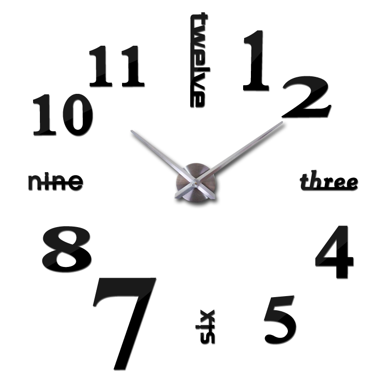 2016 new sale wall clock clocks reloj de pared watch 3d diy Acrylic mirror Stickers Quartz