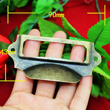 Metallic iron antique cabinet hardware label box paper card tag frame Holder metal Pull antique handle 90mmx43mm