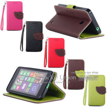 Deluxe Litchi Leaves Leaf Wallet Leather Flip TPU Soft Case For Nokia Lumia 630 635 Phone Bags Cases Hit Color Design