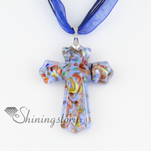 cross Christan glitter lampwork murano Italian venetian handmade glass necklaces with pendants high fashion jewellery