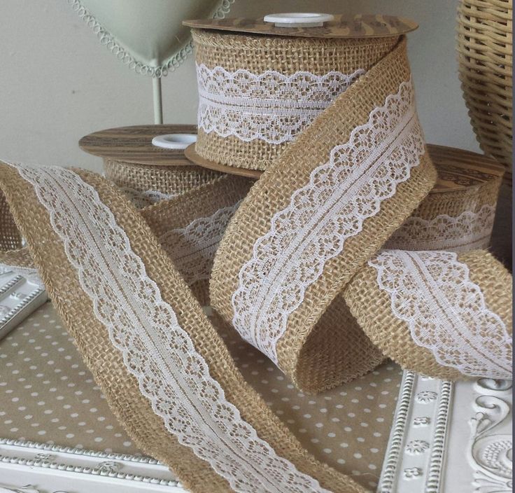 5M Natural Jute Burlap Hessian Ribbon With Lace 5M Natural Jute Burlap Hessian Ribbon With Lace