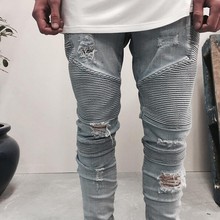 represent clothing designer pants slp blue/black destroyed mens slim denim straight biker skinny jeans men ripped jeans 28-38