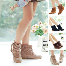 2016 New Fashion Women Braided Tassel Flat Comfortable Suede Leather Boots Round Toe Casual Boots Big
