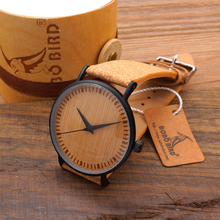 Bobobird BWM019 Men’s Cool Designer Green Hour Hands Bamboo Wooden Watches Real Leather Bands Watches for Men Wristwatch