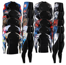 FIXGEAR Mens Compression Base Layer Tights Shirt  Pants suit Long Sleeve Gym Fitness T-shirts Exercise Lifting Sports Tops CPD