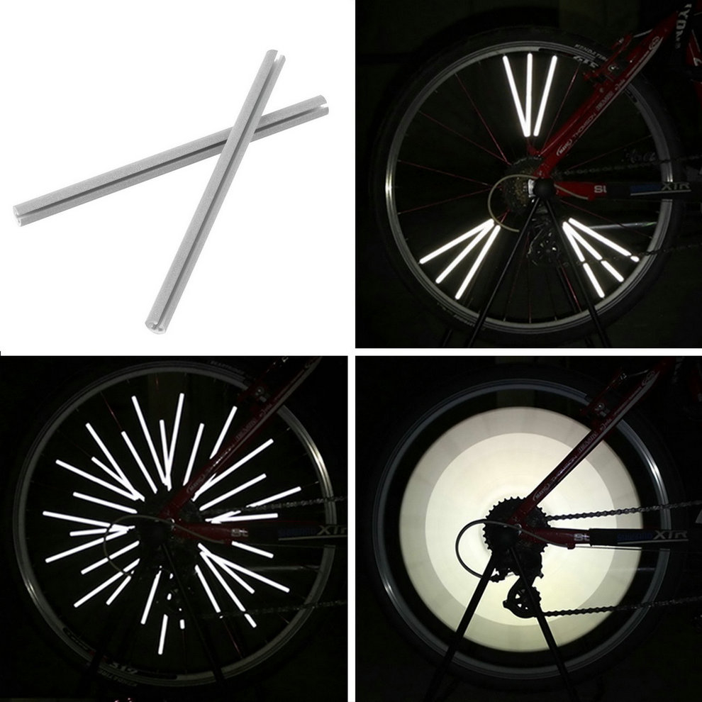Sale 12pcs/set Bike Riding Bicycle Wheel Rim Reflective Spoke Mountain Warning Light Tube