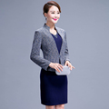 2016 autumn And Winter Women Elegant Dress Suits Casual Vintage Formal Female Dress blazer Beading Plus