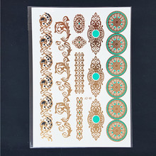 YS46 New Metallic Gold Silver Body Art Temporary Tattoo Sexy Flash Tattoos Sticker Free Shipping For Blue color Pattern