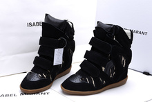 Isabel Marant shoes beige black print fashion sneakers 2015 new style womens invisible wedge high heel