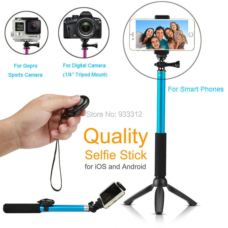Bluetooth Selfie Stick GoPro Monopod with Tripod Stand for iPhone and Android (Blue) (7)
