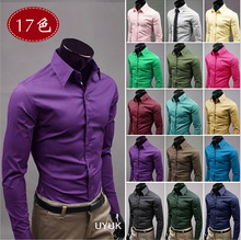 Free Shipping Men Shirt British Style Long-Sleeve Male Slim Casual Clothes Men’s Cothing White Black Shirt New 2015 Wholesale 31